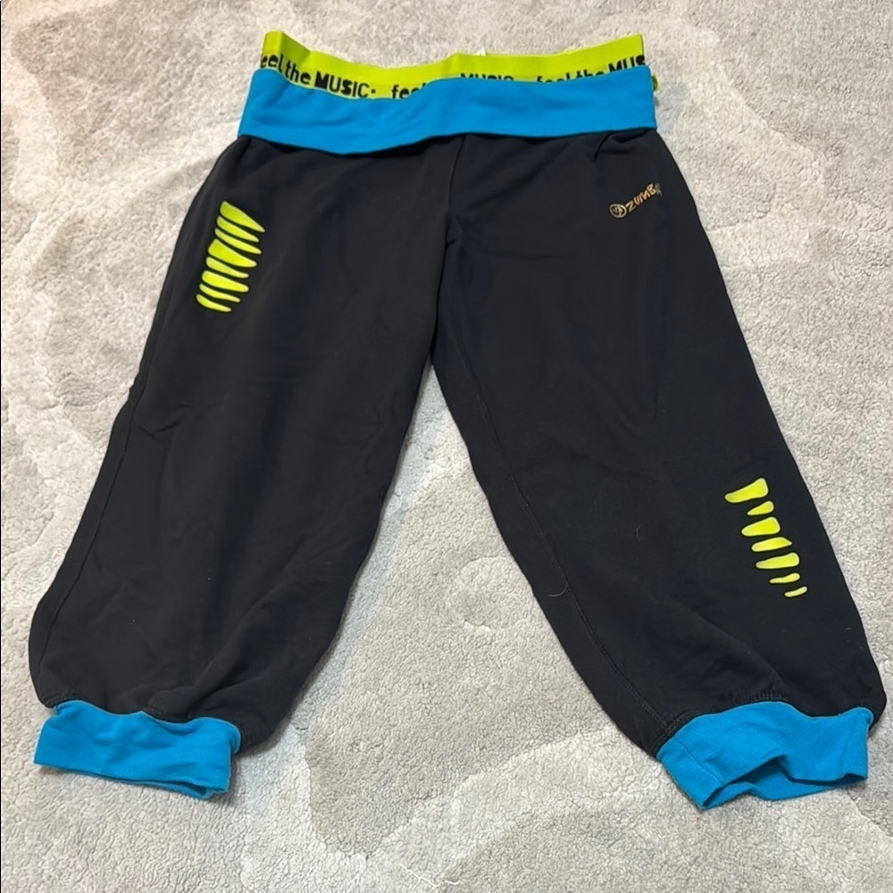 Zumba Fitness Black and Blue Sweatpants with Vibrant Accents